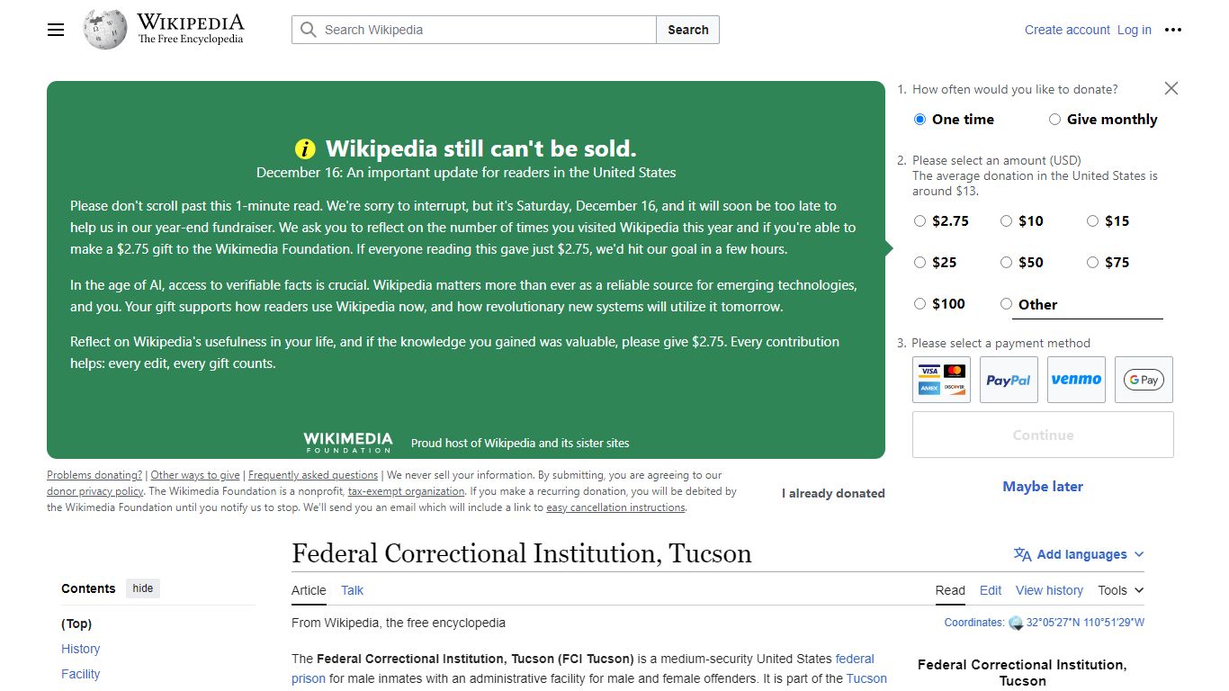 Federal Correctional Institution, Tucson - Wikipedia