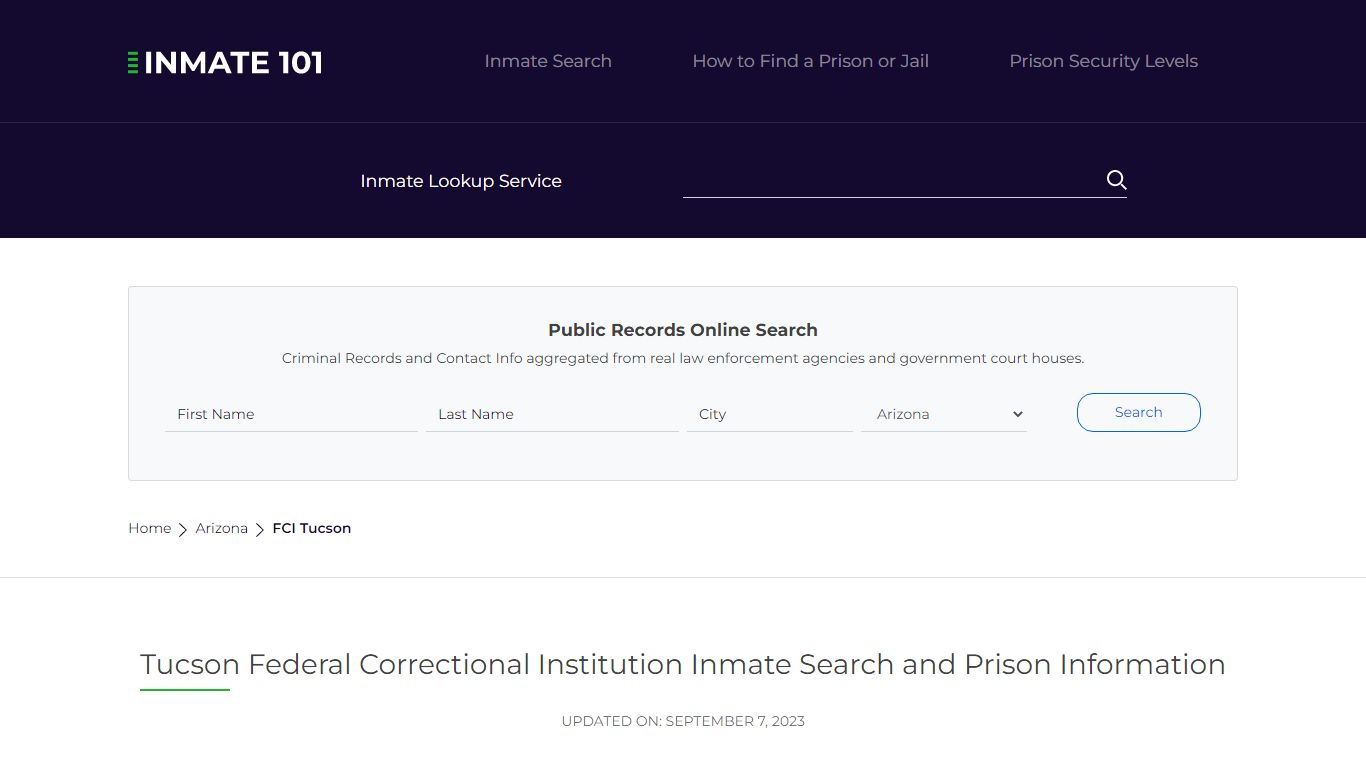 FCI Tucson Inmate Search | Lookup | Roster